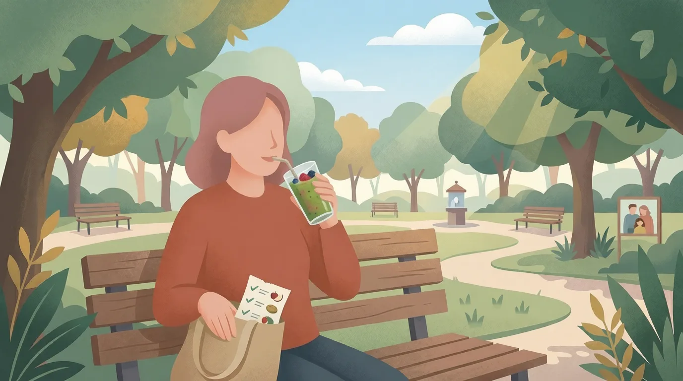 Illustration of a relaxed person eating outdoors